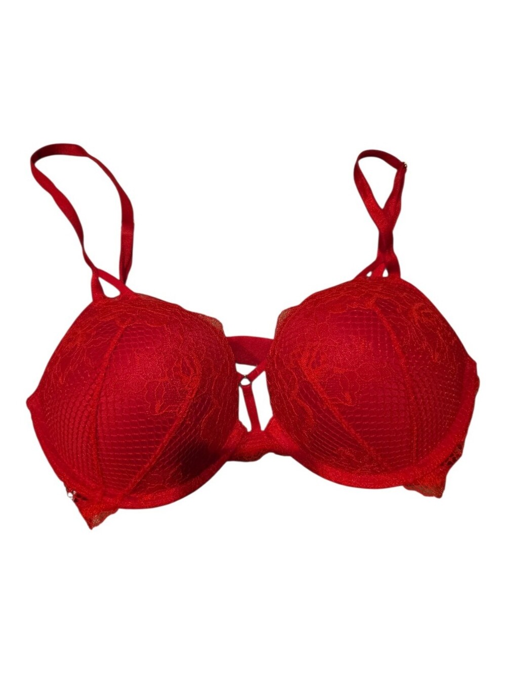 Victoria's Secret Red Lace Push-Up Bra Sz 32D
